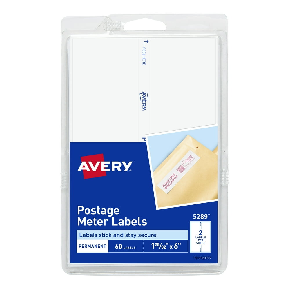 Avery Postage Meter Labels for Personal Post Office 125/32 x 6, Pack