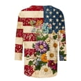 thumbnail image 4 of Htigea Women's American Flag & Flower Shirts 3/4 Sleeve Crewneck Pullover Tops 4th of July 250th Anniversary Tshirts Summer Wear 03 Multicolor S, 4 of 5