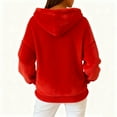 thumbnail image 4 of Women's Loose and Comfortable Drawstring V-Neck Long Sleeved Christmas Print Hoodie for Holiday Season and Casual Fashion Wear,Red,XL, 4 of 7