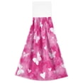 thumbnail image 2 of 2PCS Velcro Hangable Hand Towels Quick-Drying Hanging Kitchen Towels for Kitchen & Bathroom Pink Tie-dye with Butterflies, 2 of 7