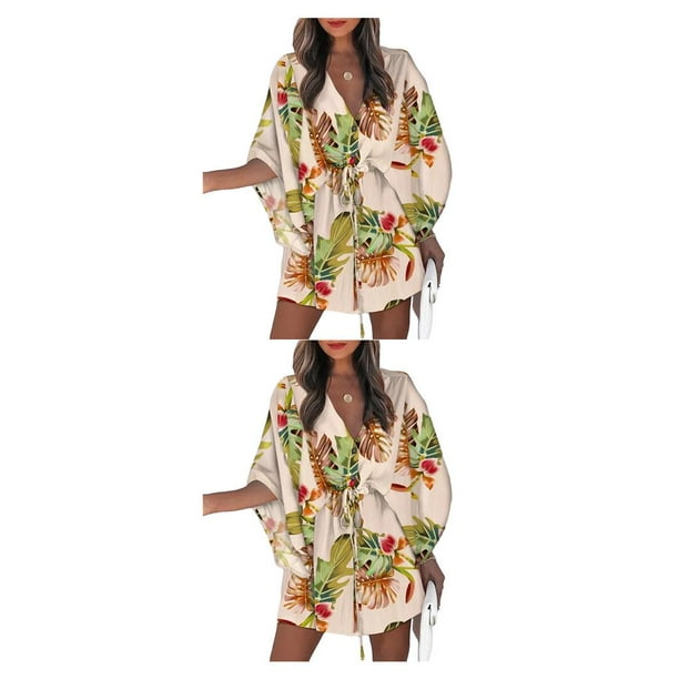 Minnieouse Vestidos con cordones para mujer para mujer Vestido corto con mangas con cuello en V profundo Type8 NO8