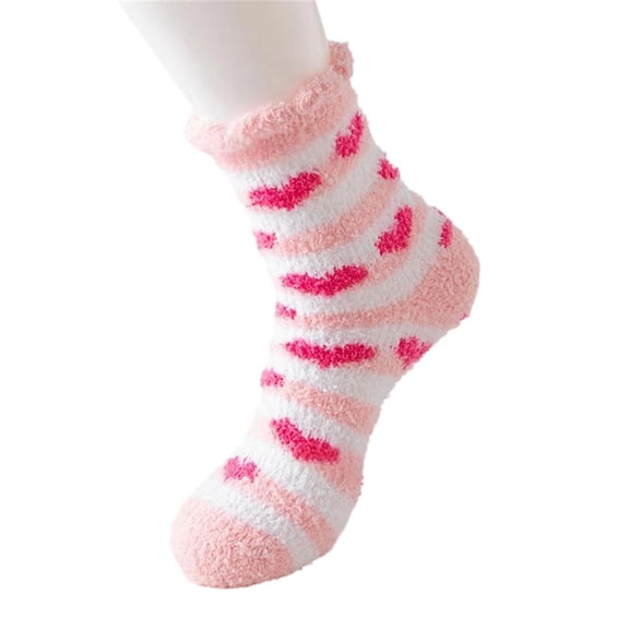 DHFJKG Fuzzy Socks For Women Winter Thermal Warm Sleeping Mid Calf Socks Non Slip Cozy Holiday Comfort Valentine's Day Stocking