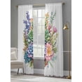 thumbnail image 4 of Spring Floral Succulents Sheer Curtains for Living Room Bedroom Watercolor Botanical Flowers Sheer Curtains 96 Inch Long 2 Panels Set Light Filtering Curtain Window Treatments Drapes for Dining Room, 4 of 6