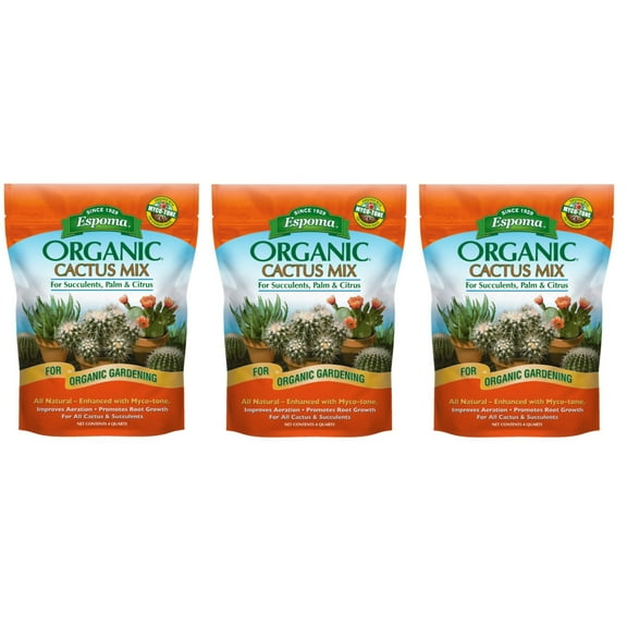 Espoma CA4 4-Quart Organic Cactus Mix, 3 Pack