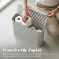 thumbnail image 3 of Flip Top Dustproof Storage Box, Clear Center Transparent Container, 17.3x5.9x13 Inch Toilet Paper Organizer, for Bulk Jumbo Roll Tissue Storage Bathroom Laundry Room Beige, 3 of 6