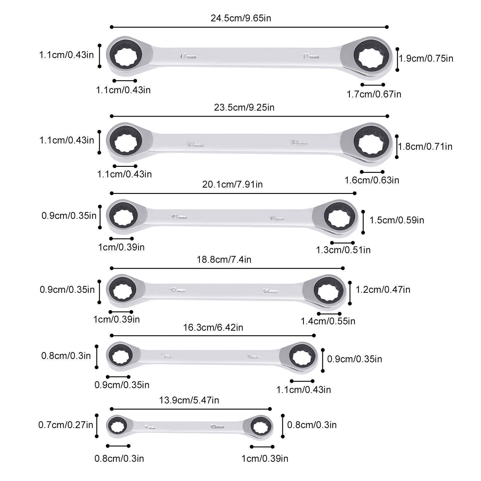 スタンリー94-543Wラチェットレンチセット、メトリック、7ピース | スタンリー94-542Wラチェットレンチセット、SAE、7