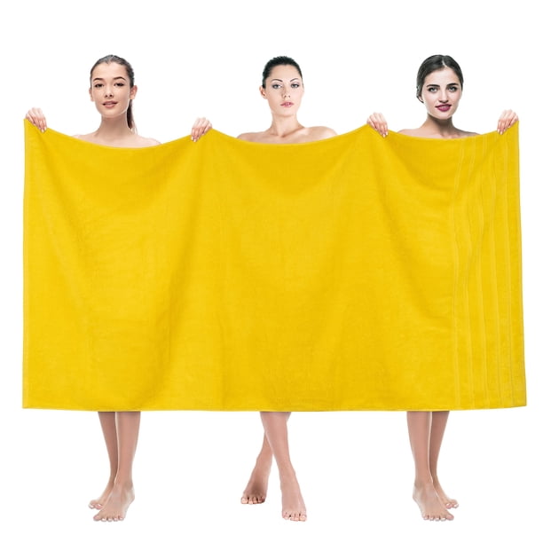 Toalla de baño American Soft Linen 100% algodón, 35 x 70 cm, color amarillo