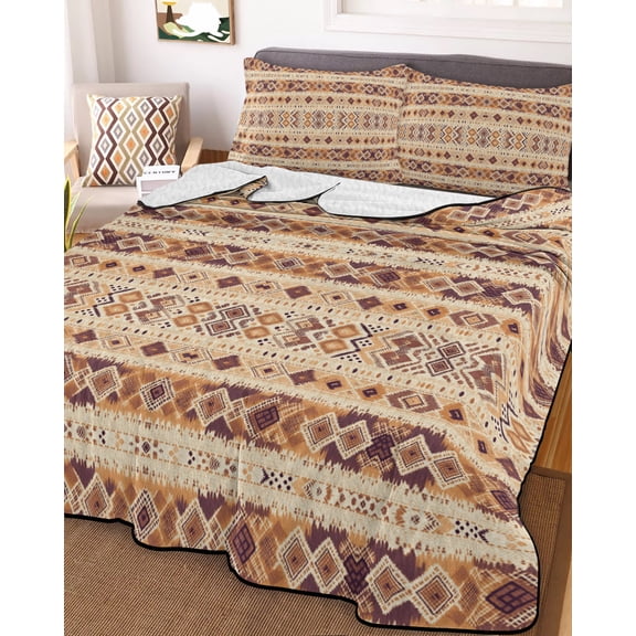 Southwest Brown,Twin XL Size Down Alternative Comforter,Lightweight Comforter Quilt Bedding Set with Pillow Shams Geometric Oriental Gradual Boho Tribal All Seasons Bed Comforter Duvet Insert 68"x98"
