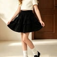 thumbnail image 2 of Girls Corduroy Mini Skirt - Fall Elastic Waist Pleated Skirts - Casual Versatile Flowy Tiered Ruffle Skirt,5-6 Years, 2 of 9