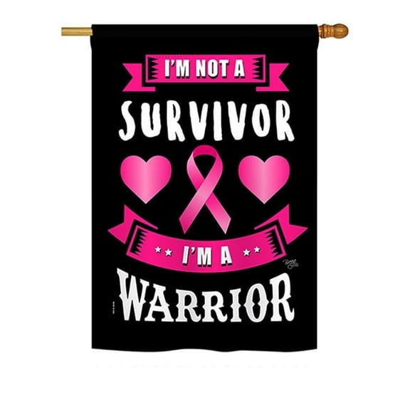 Breeze Decor BD-ST-H-115140-IP-BO-D-US18-BD H115140-BO Im A Pink Warrior Inspirational Support Impressions Decorative Vertical 28 x 40 in. Double Sided House Flag