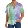 thumbnail image 3 of KLL Beautiful Glitter Print Men's Shirt Short Sleeve Button Down Summer Cuba Beach Shirts- 4X-Large, 3 of 7