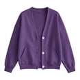thumbnail image 6 of Winter Women's Fashion Sweatshirt Casual Oversized V-Neck Button Down Cardigan Long Sleeve Loose Fit Open Front Jacket with Pockets, 6 of 7
