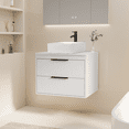 thumbnail image 3 of 24" Wall Mount Single Bathroom Vanity with Vessel Sink, Floating Cabinet Manufactured Wood Top, Faucet, Drain, 3 of 8