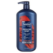 Suave Men Body & Face Wash, Energizing Sport, Bergamot & Wood, 30 oz