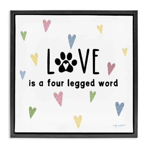 Stupell Industries Eclectic Love Four Legged Black Floating Frame Canvas Art, 18 x 18, by Annie LaPoint