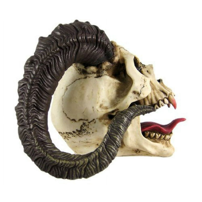 PTC 10.5 Inch Evil Ram Horned Skull with Tongue Out Figurine PTC 10.5 Inch Evil Ram Horned Skull with Tongue Out Figurine