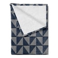 thumbnail image 2 of Striped Soft Flannel Fleece Blanket, Symmetrical and Geometrical Pattern with Rhombus Triangle Shapes Stripes, Cozy Plush for Indoor and Outdoor Use, 50" x 70", Dark Blue Black White, by Ambesonne, 2 of 5
