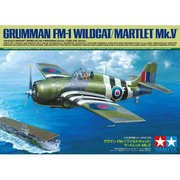 Tamiya 61126 Grumman FM-1 Wildcat or Martlet Mk.V 1/48 Scale Plastic Model Kit