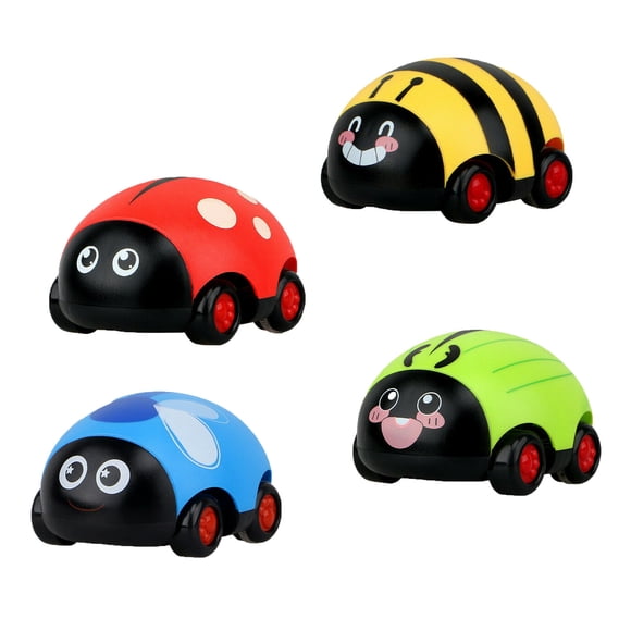 Partheme Novelty Toys 3 Counts 4PCS Children's Cute Plastic Insect Pull Back Truck Children's Toy Red blue green yellow