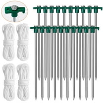 LakeForest Tent Pegs Ropes Set 20Pcs 9.8in Heavy Duty Tent Stakes Nails Spike with 4x 9.8ft Nylon Ropes Tent Pop Up Canopy Stakes