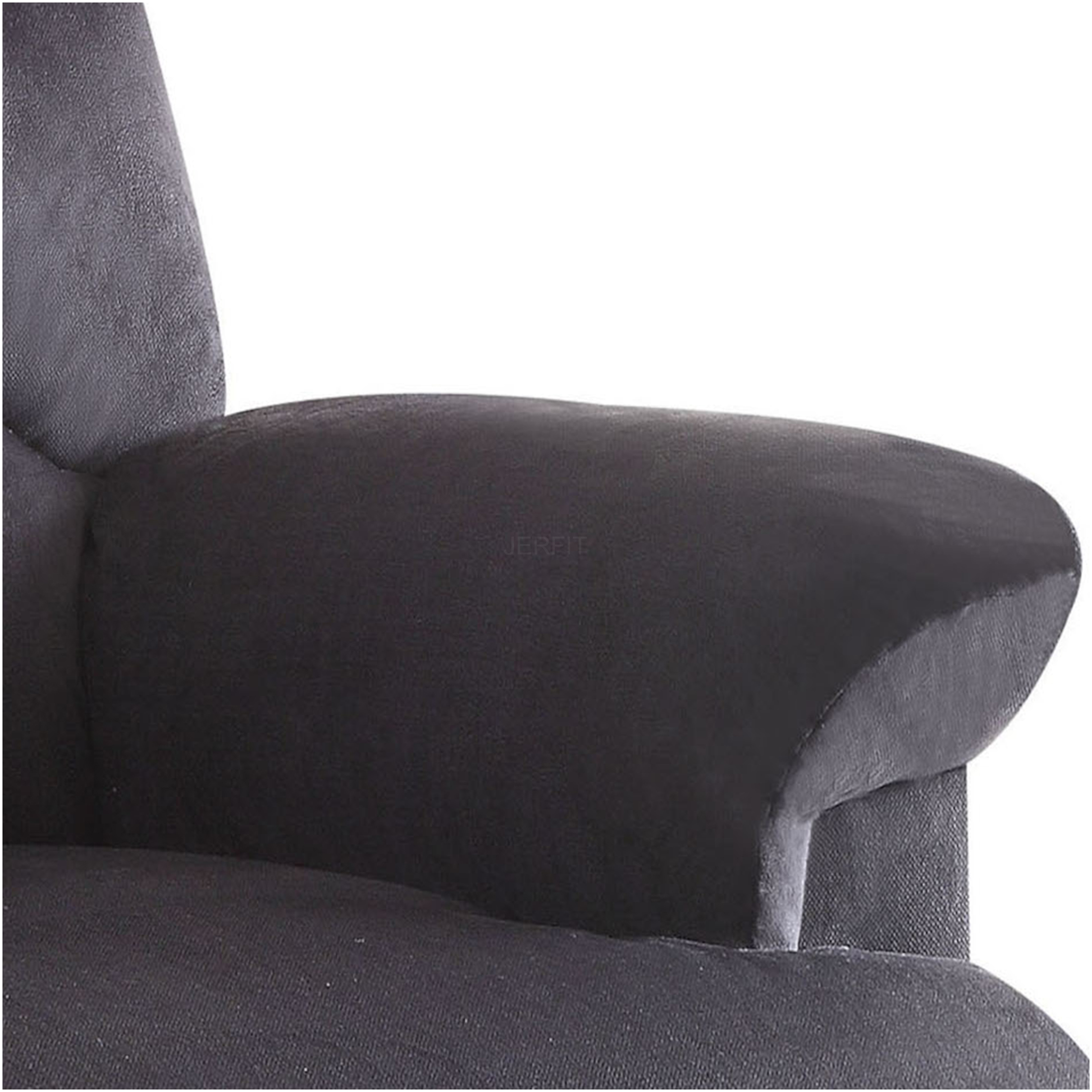JERFIT Modern Fabric Recliner Chair with Pillow Top Arms, Push Back Reclining Mechanism, and Wall Hugger Design for Living Room, Black