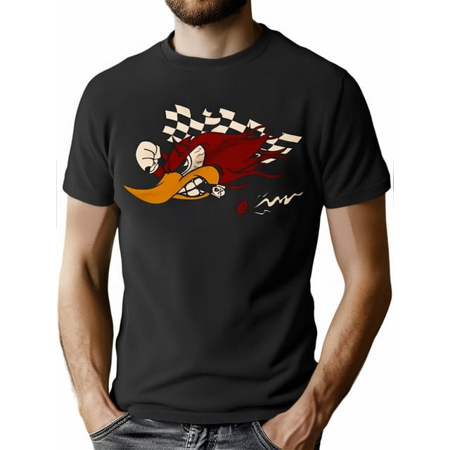 1 Pce T-Shirt Homme Coton Rock Hot Rod Rider, Style Décontracté, Col Rond, Tee-Shirt Graphique Imprimé, Tissu Tricoté, Coupe Régulière, Quatre Saisons, S-TTTG Fête des Pères, Fête des Mères, Nouvel An, Festival de Printemps
