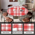 thumbnail image 4 of Plaid Red Vintage Round Fitted Tablecloth with Elastic Edge, Geometric Rustic Gingham Waterproof Table Cover, Indoor Outdoor Table Cloth for Kitchen Dinner, Outdoor, Picnic, 45''''-52'''', 4 of 6