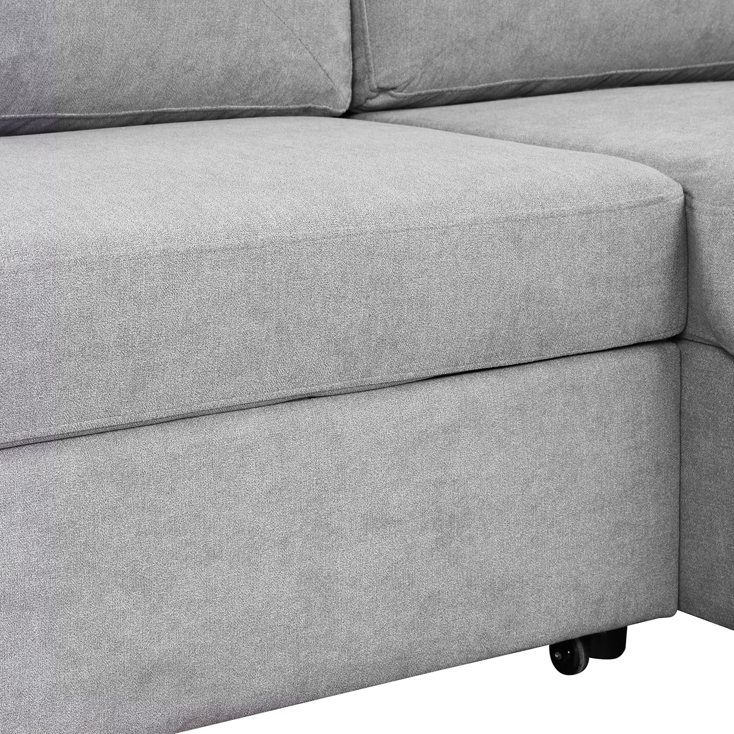 Kadyn 83" Mid-century Velvet Convertible Sectional Sofa Bed, 3-Seater L-shape Corner Futon Sofa with Storage Chaise, Modern Sleeper Sofa Bed for Apartment, Gray