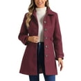 thumbnail image 1 of Abrigo largo clásico de invierno de una sola botonadura para mujer INSPIRE CHIC con bolsillos M Burdeos, 1 of 6