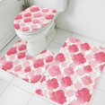 thumbnail image 4 of Pink Moroccan Bathroom Rugs Set Abstract Gradient Gold Pink Geometric Non Slip Absorbent Soft Bath Mats 3 Piece Set with Bathroom Rug, U-Shaped Floor Mat, Toilet Seat Cover Large Size, 4 of 9