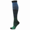 thumbnail image 1 of CUZIBR Cozy Socks For Women Knee High Socks Gradient Striped Sports Compression Stocking Soft Hiking Running Athletic Breathable Lightweight Footwear,Green,S, 1 of 2