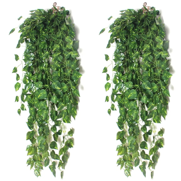 SHCKE 2Pcs Artificial Ivy Leaf Plants Vine Hanging Garland Green Plants Decor Hanging Fake Hanging Plants for Wall House Room Patio Indoor Outdoor