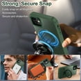 thumbnail image 4 of CASEFIV for iPhone 11 Case,with Magnetic Invisible Stand [Military Drop Protection] [Compatible with MagSafe] Shockproof Slim Translucent Anti-Slip with 2 Screen Protector+2 Lens Protector,Green, 4 of 8