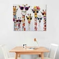 thumbnail image 2 of JEUXUS Funny Animals Canvas Wall Art Decor Lovely Giraffes Family Cartoons Painting Prints Picture Framed Stretched Wall Decoration Bedroom Kids Nursery Room Gift (Cute giraffe), 2 of 6
