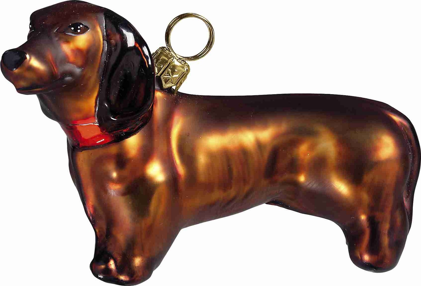 Standing Red Dachshund Dog Polish Glass Christmas Tree Ornament