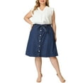 thumbnail image 2 of MODA NOVA Juniors' Plus Size Tie Waist Solid Color A Line Skirts Medium Blue 14, 2 of 5
