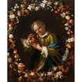 thumbnail image 2 of Franz von Margety 15x18 Gold Ornate Wood Frame and Double Matted Museum Art Print Titled - Child with Larva in the Flower Wreath, 2 of 4