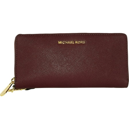 Michael Kors Women's Jet Set Travel Leather Continental Wallet Leather Wristlet - (Best Way To Clean Leather Wallet)
