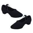 thumbnail image 4 of HONMEET Tan Dance Shoes Women Flat Heel Ballet Dance Shoes Black Cloth 1 Pair 9.1in-10in, 4 of 8