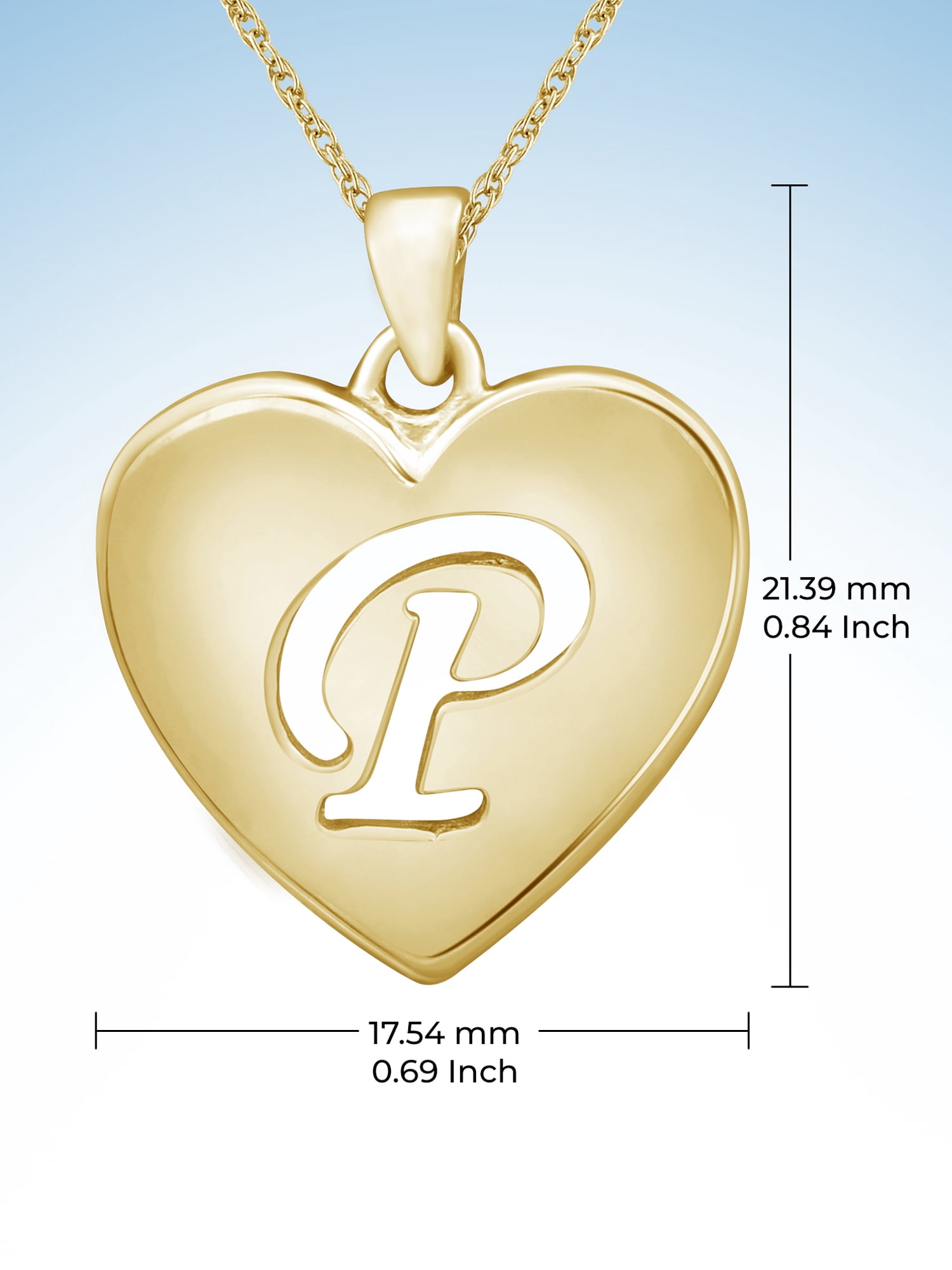 JewelersClub Initial Letter Pendant for Women|Customizable 14K Gold over Silver P Alphabet Monogram Necklaces for Girls|Cursive Script Capital Letters|Personalized Jewelry Gift for Her