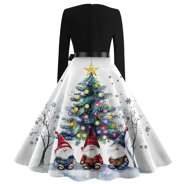 Women's Casual Fashion Print Long Sleeve V Neck Dress with AI Christmas Theme, Retro Party Casual Dress for Fall and Winter, Comfortable and Stylish Holiday Outfit,Yellow,S - Walmart.com Women's Casual Fashion Print Long Sleeve V Neck Dress with AI Christmas Theme, Retro Party Casual Dress for Fall and Winter, Comfortable and Stylish Holiday Outfit,Yellow,S - Walmart.com