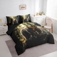 thumbnail image 3 of Homewish Safari Animal Bear 7 Pieces Bedding Comforter Set,Tropical Botanical Plant Full Bedding Set,Brown Green Black Fitted Sheet Flat Sheet For Boys Kids,Breathable Home Decor Reversible, 3 of 8