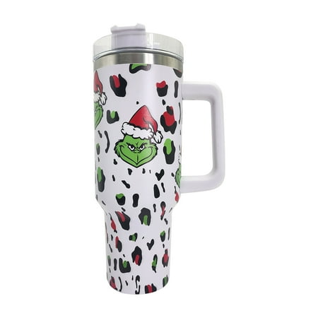 

DJKDJL The Grinch Christmas Tumbler 40 oz Tumbler with Handle and Straw Lid Vacuum Insulated Tumbler Cups for Iced&Hot coffee Tea Water and Beer. Travel Mug Suitable for Car Cupholder D