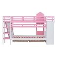 thumbnail image 6 of BELLEMAVE Kids Castle Bunk Bed with Storage Drawers, Shelf, Slide and Safety Guardrail, Twin over Twin Bunk Bed with Stairs, Castle Bunk Bed/Playhouse Bed for Girls, Boys, Kids (Pink), 6 of 9