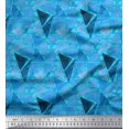 thumbnail image 1 of Soimoi Blue Poly Georgette Fabric Facets Triangle Geometric Print Sewing Fabric Yard 42 Inch Wide, 1 of 3