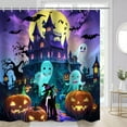thumbnail image 7 of Halloween Shower Curtain, Scary Halloween Shower Curtain Set, Spooky Castle Halloween Decor, Horror Haunted House Bathroom Home Indoor Decorations, Waterproof Bathroom Curtain with Hooks 72"X72", 7 of 7