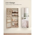thumbnail image 2 of Generic Jewelry Cabinet Lockable Wall-Mounted Jewelry Organizer Armoire Unit with 2 Plastic Cosmetic Storage Trays Full-Length Frameless Mirror Toasted Oak Color, 2 of 7