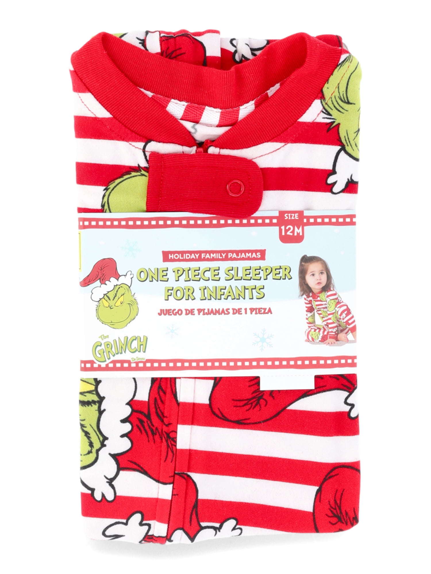 Dr. Seuss Unisex Infant Grinch Matching Family One-Piece Pajama Set, Sizes 6M-18M