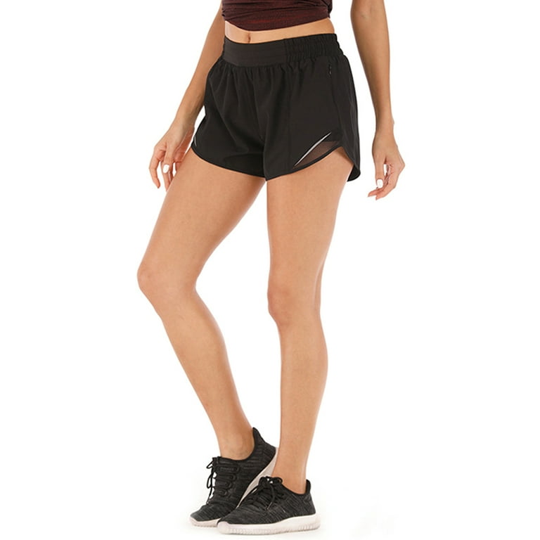 Sexy Dance Women Running Shorts with Liner Dry Fit Training Active Wear  Lady 2 in 1 Athletic Shorts Slim Fit Zipper Pockets Shorts