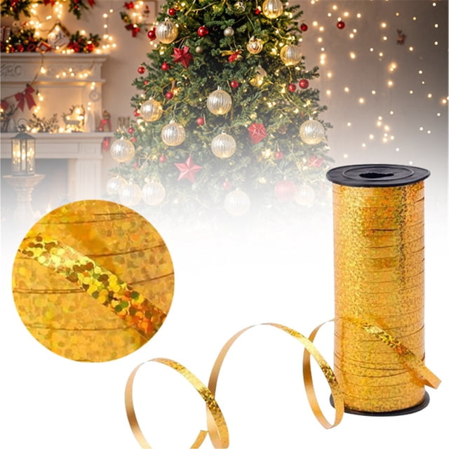 New Low Price! Cyenie Gold 100 Yards of Gold Holiday Party Decorative Ribbons, Festival Decorative Ribbons and Happiness Packaging Wrapping Wedding Decoration